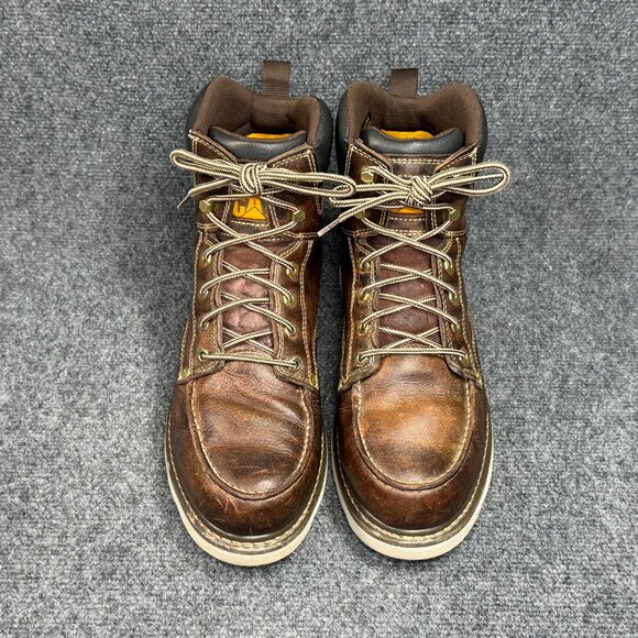 Caterpillar CAT‎ Calibrate Steel Toe Work Boots Men\'s 12 Brown Leather Moc Toe main image 13